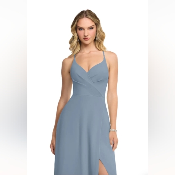 Azazie Dusty Blue Maxi Dress - Picture 6 of 10